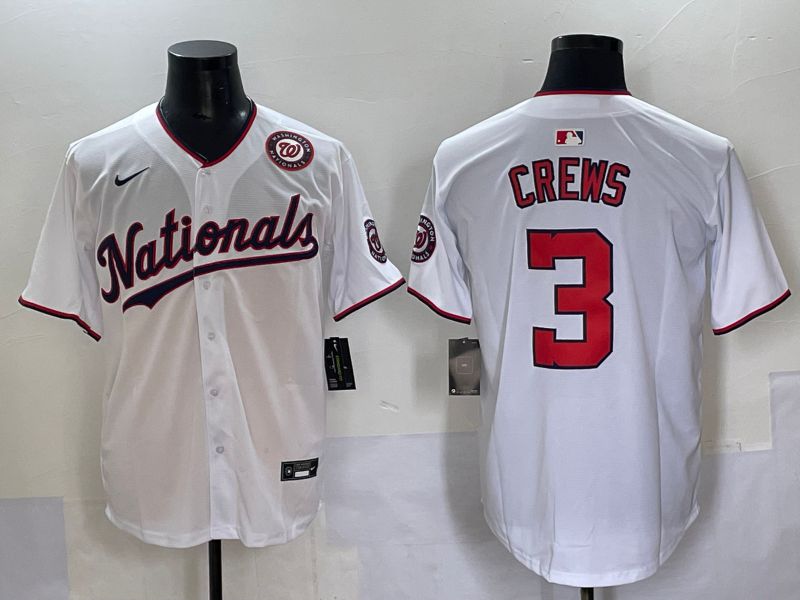 Men 2025 Washington Nationals #3 Crews White Game Nike MLB Jersey style 4->washington nationals->MLB Jersey